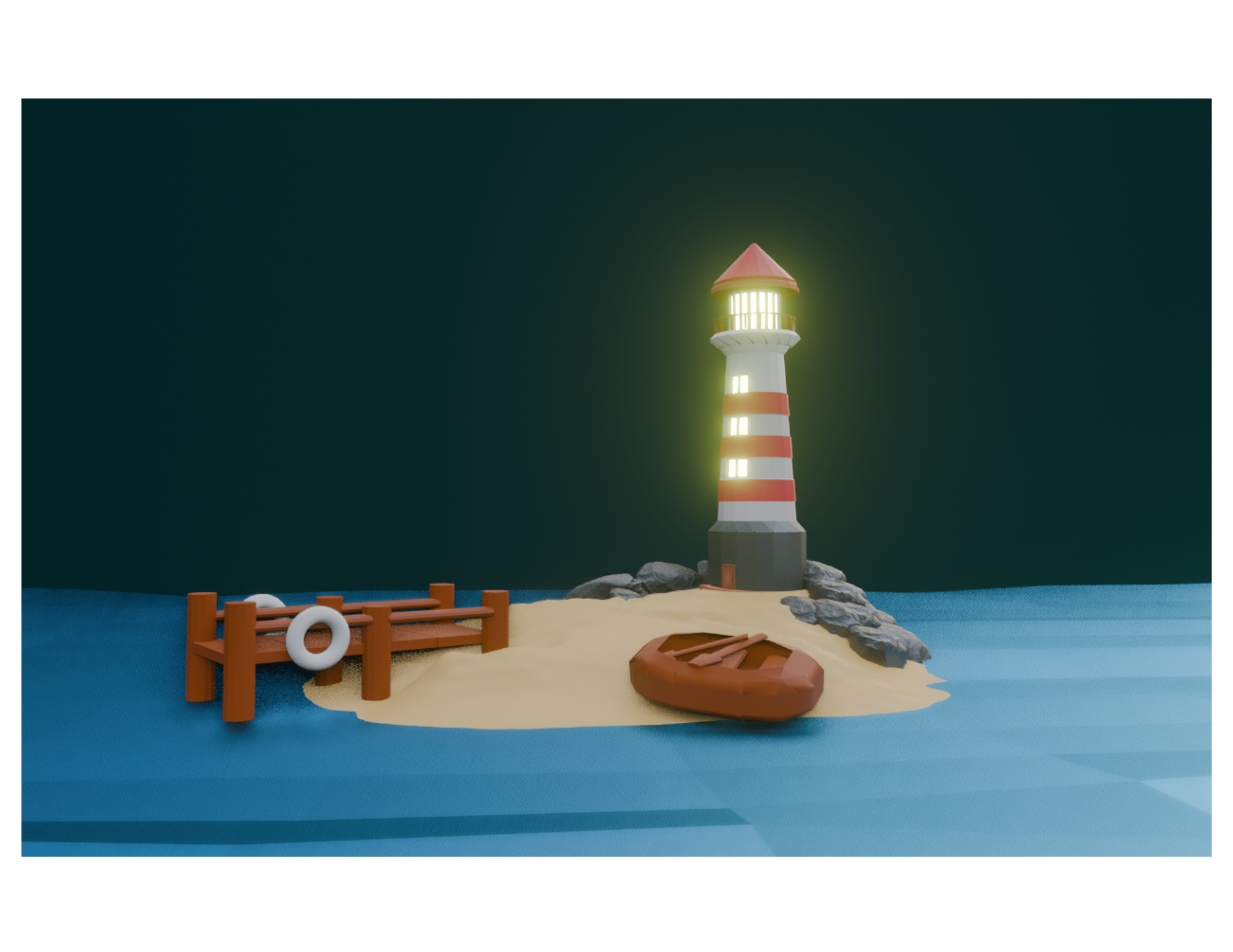 Lighthouse Scene Night